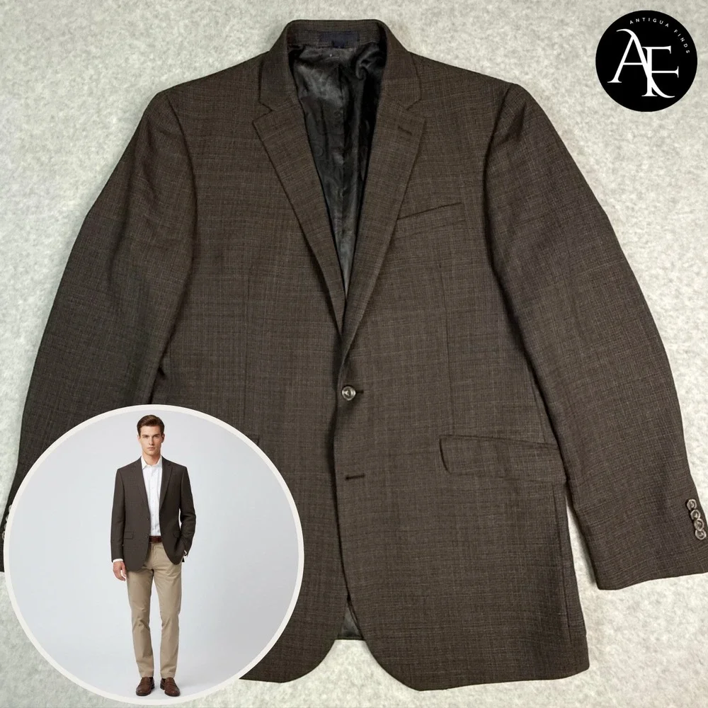 Jos. A. Bank 1905 Tailored Fit Brown 100% Wool Blazer Sport Coat Mens‎ 43 Long